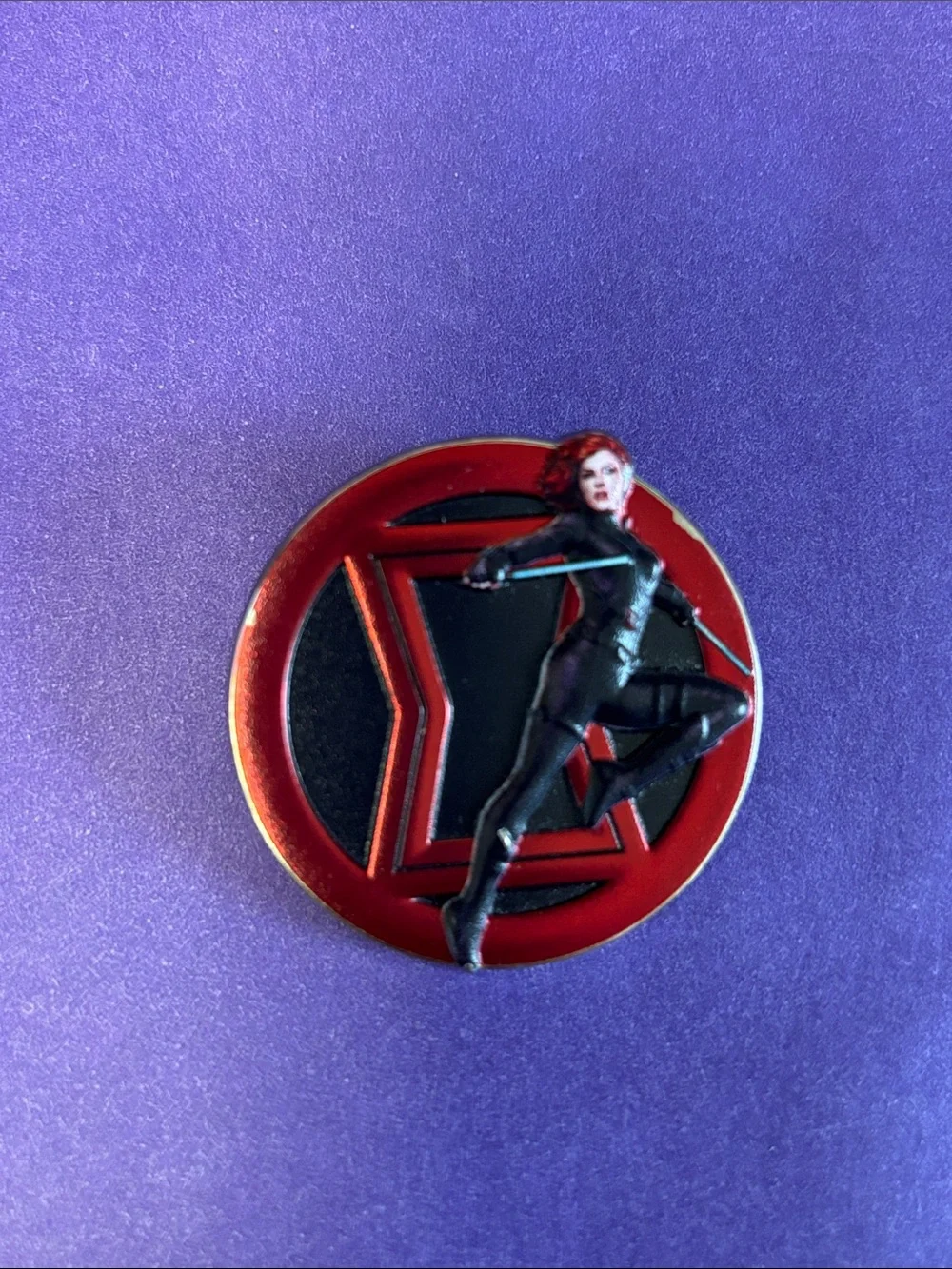 Marvel Black Widow Red & Black Enamel Brooch